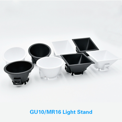 Đen / Trắng Mr16 Vỏ đèn chiếu sáng lõm Vỏ vật liệu PC cho đèn chiếu sáng đường chéo