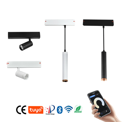 Bề mặt phòng khách được gắn theo dõi từ tính Đèn chiếu sáng Mặt dây chuyền Đen Trắng