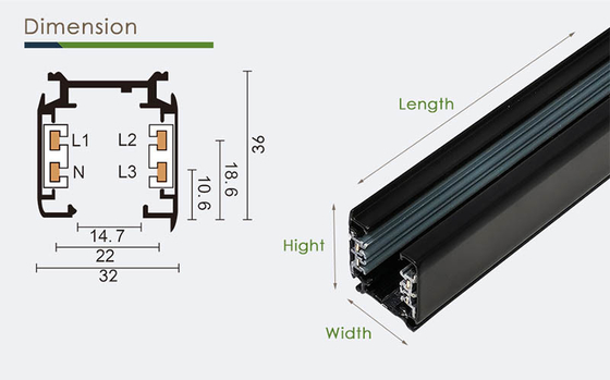 Hệ thống chiếu sáng đường ray CE RoHS Hệ thống đèn LED đường ray 0,5m 1m 1,5m