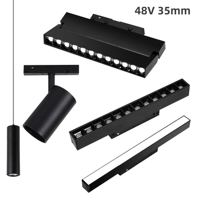 Nhôm 48v 35mm Phòng khách Chiếu sáng theo dõi từ tính Di động trái và phải