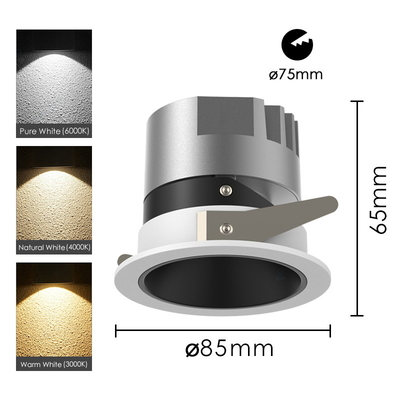 Góc chiếu sáng 15° 24° 36° Đèn Led Spotlight Hotel Home Anti Glare Cob Downlight